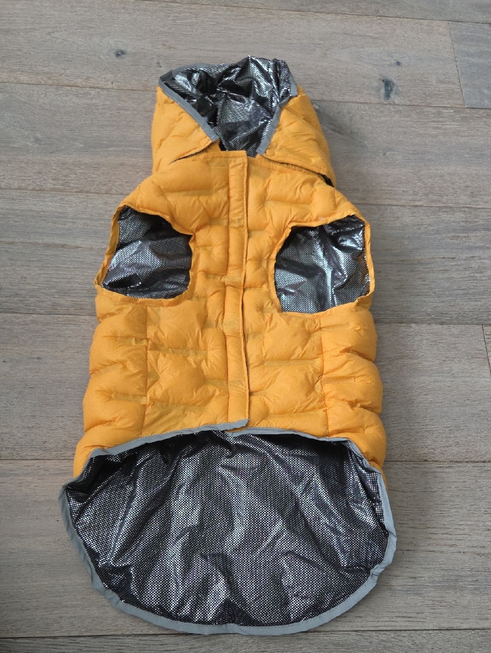 SKYR Yellow Puffer Dog Jacket with Reflective Silver Lining